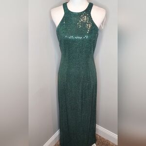 Vintage Holiday All That Jazz Sleeveless Green Sequin Dress